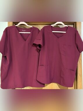Scrubstar Women's V-Neck Tunic Tops Wine color
